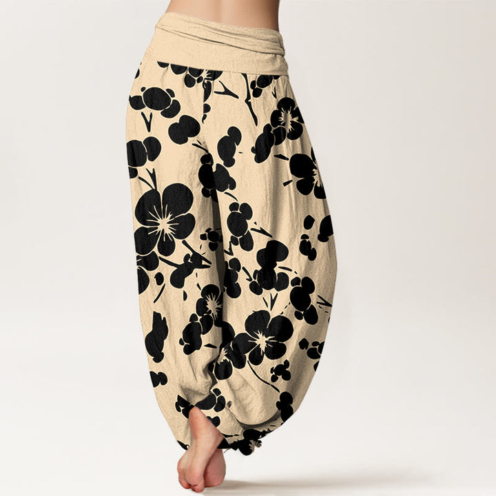 Buddha Stones Pure Cotton Blooming Floral Flowers Women's Elastic Waist Harem Pants - image 6