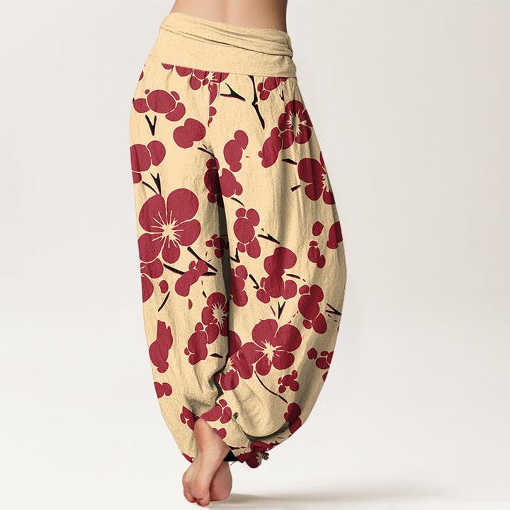 Buddha Stones Pure Cotton Blooming Floral Flowers Women's Elastic Waist Harem Pants - image 9