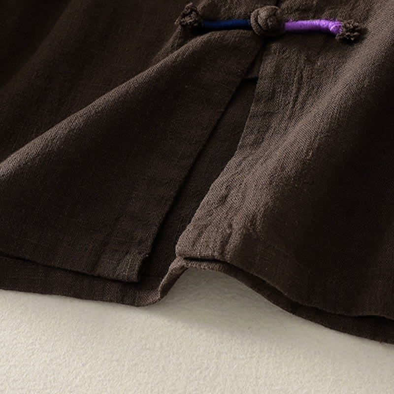 Buddha Stones Plain Chinese Frog-Button Long Sleeve Women's Cotton Zen Clothing Shirt - image 5