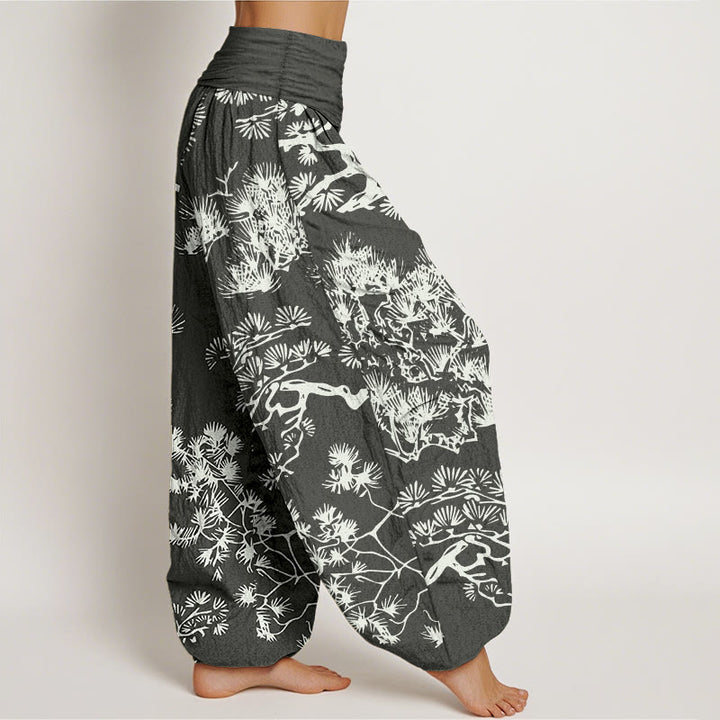 Buddha Stones Pure Cotton Pine Tree Branches Women's Elastic Waist Harem Pants - image 2