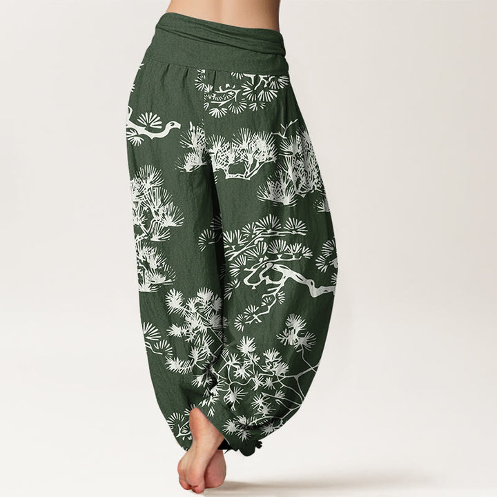 Buddha Stones Pure Cotton Pine Tree Branches Women's Elastic Waist Harem Pants - image 9