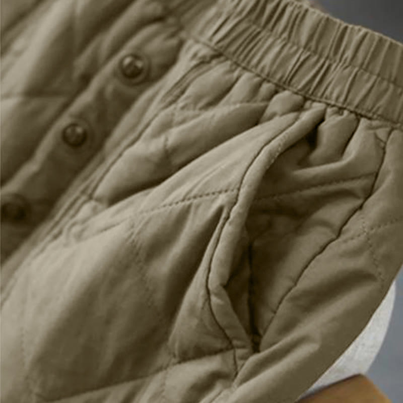 Buddha Stones Women's Plain Cotton Padded Thermal 7-8 Length Skirt With Pockets - image 6