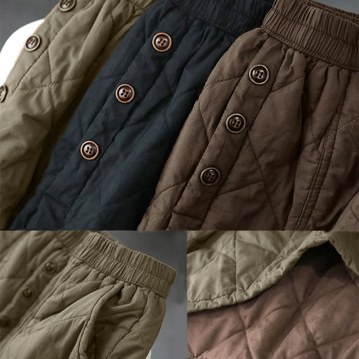 Buddha Stones Women's Plain Cotton Padded Thermal 7-8 Length Skirt With Pockets - image 16