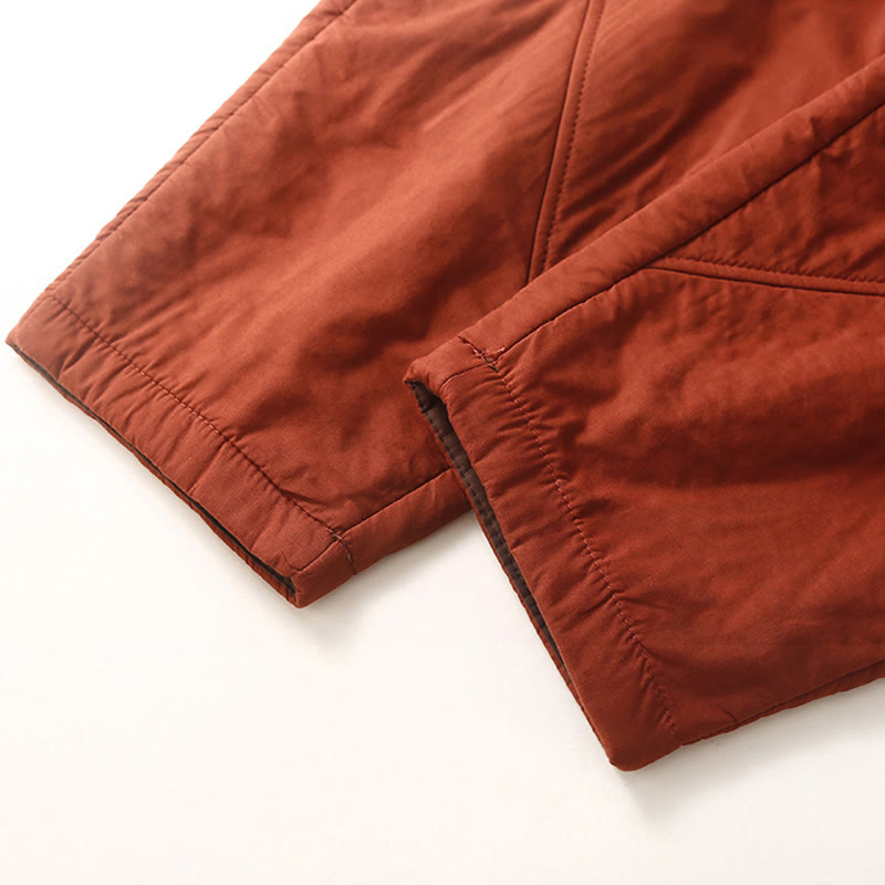 Buddha Stones Women's Winter Plain Elastic Waist Design Thickened Harem Pants With Pockets - image 11