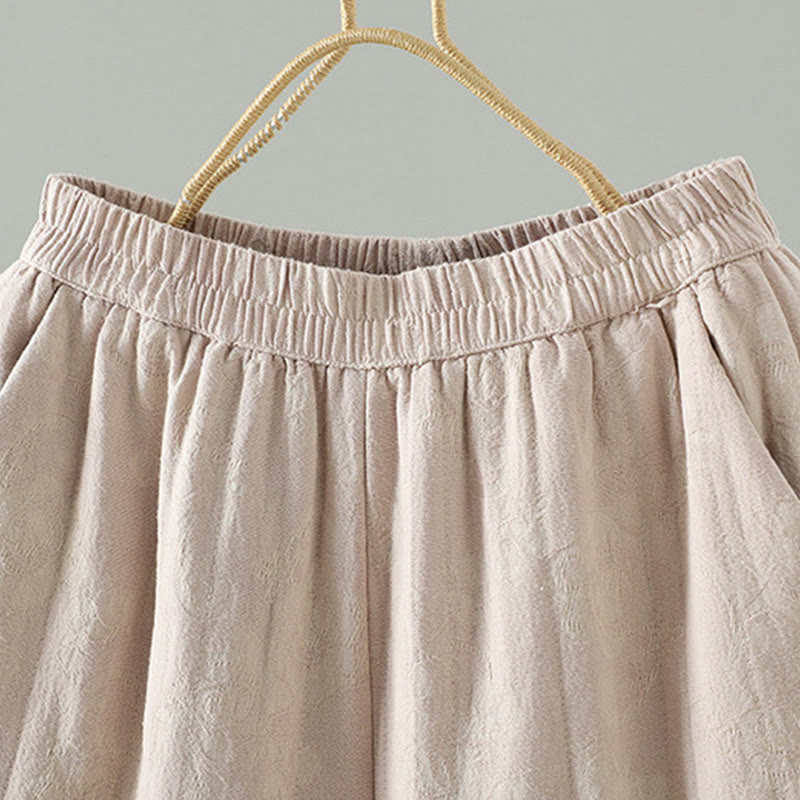 Buddha Stones Jacquard Cotton-padded Women's Wide Leg Thermal Ankle-Length Pants With Pockets - image 12