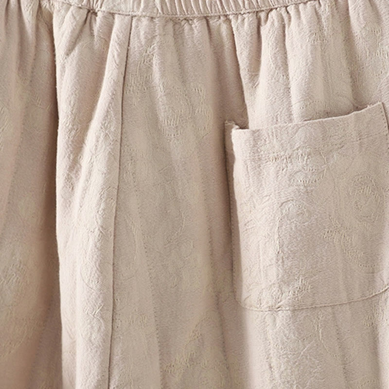 Buddha Stones Jacquard Cotton-padded Women's Wide Leg Thermal Ankle-Length Pants With Pockets - image 15