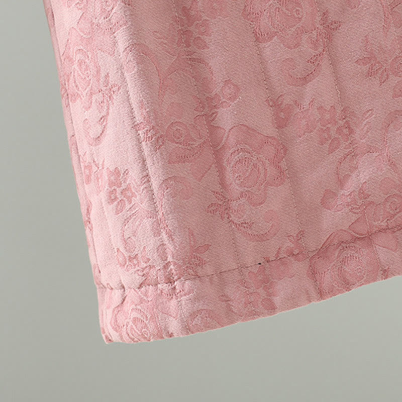 Buddha Stones Jacquard Cotton-padded Women's Wide Leg Thermal Ankle-Length Pants With Pockets - image 9