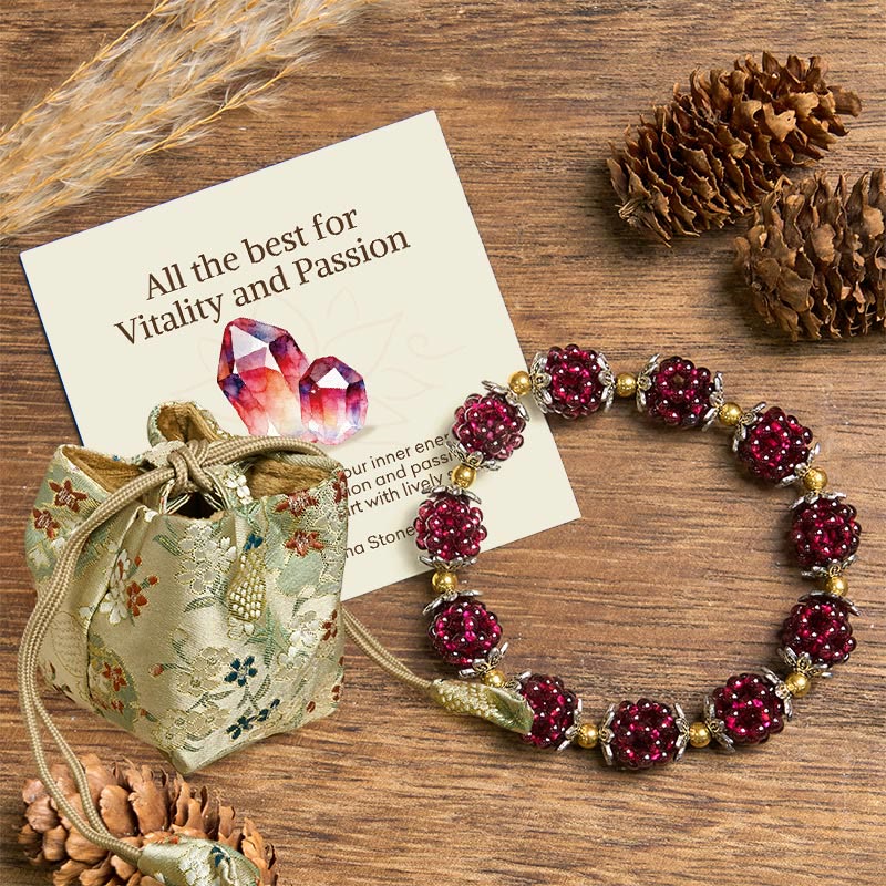 Buddha Stones "All the best for Vitality and Passion" Garnet Bracelet Includes Gift Message Card - 0.59 in (1.5 cm) - Deluxe Gift Bag (+$9.59) - image 7