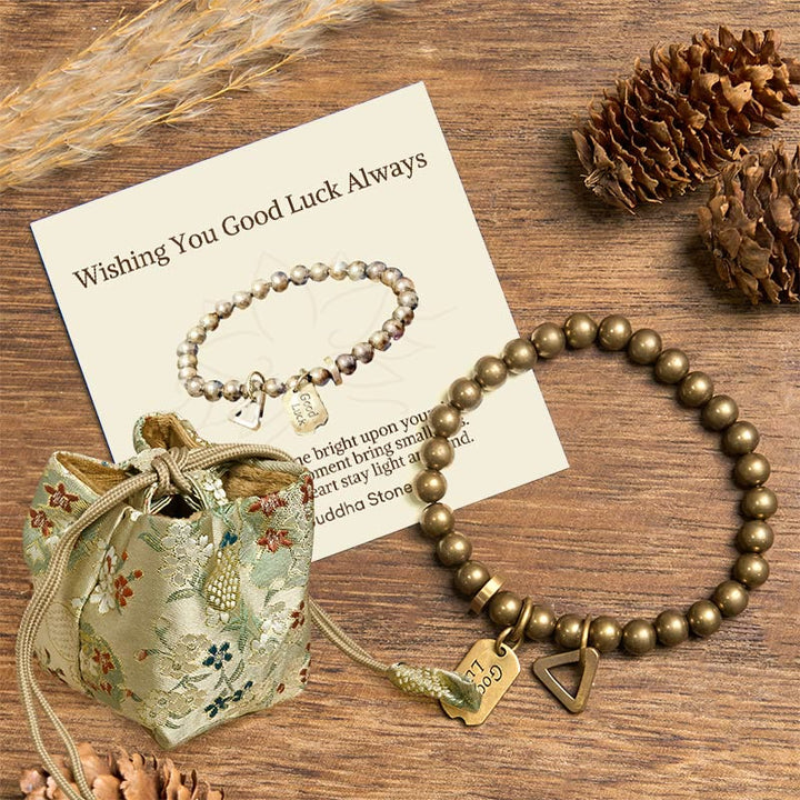 Buddha Stones "Wishing You Good Luck Always" Pure Copper Brass Bracelet Includes Gift Message Card - 7.9-8.3in(20-21cm) - Deluxe Gift Bag (+$12.59) - image 7