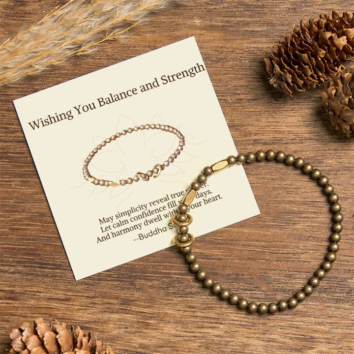 Buddha Stones "Wishing You Balance and Strength" Brass Bracelet Includes Gift Message Card - 20-21cm - Standard Gift Box - image 0