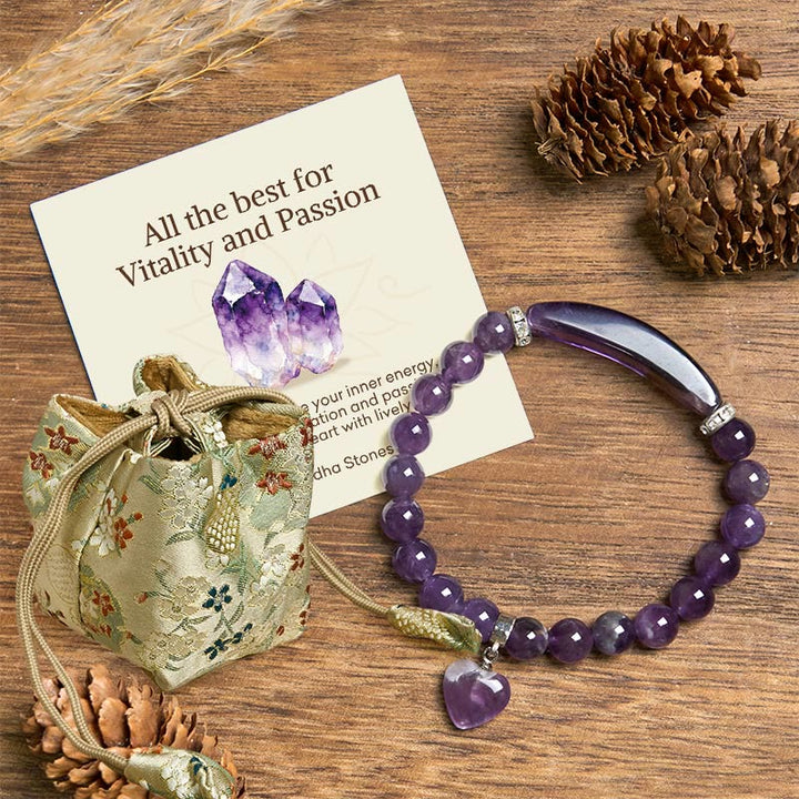 Buddha Stones "All the best for Calm and Wisdom" Amethyst Love Bracelet Includes Gift Message Card - Amethyst - Deluxe Gift Bag (+$9.59) - image 6