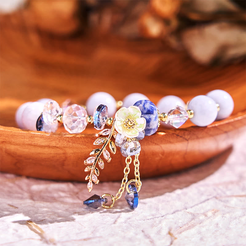 Buddha Stones "Sending You Peace and Grace" Blue Crystal Flower Bracelet Includes Gift Message Card - image 10