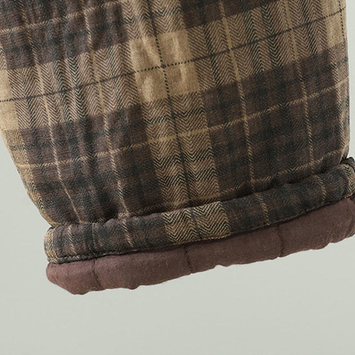 Buddha Stones Multi-color Plaid Pattern Cotton-padded Women's Harem Thermal Pants With Pockets - image 8