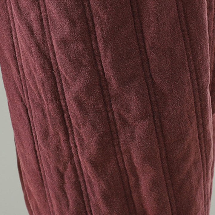 Buddha Stones Daily Plain Drawstring Design Women's Harem Elastic Waist Cotton Pants With Pockets - image 13