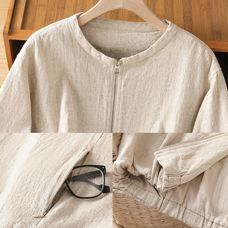 Buddha Stones Women's Cotton Zipper Design Double Layer Long Sleeve Jacket With Pockets - image 20