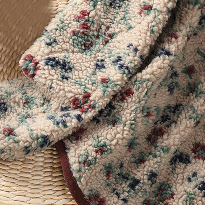 Buddha Stones Women's Cotton Flower Pattern Buttons Design Long Sleeve Thermal Jacket With Pockets - image 9