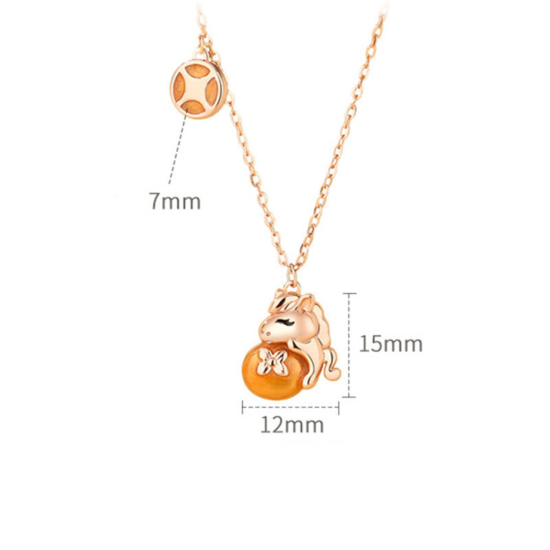 Buddha Stones 925 Sterling Silver Year Of The Horse Coins Design Blessing Necklace Pendant - image 3