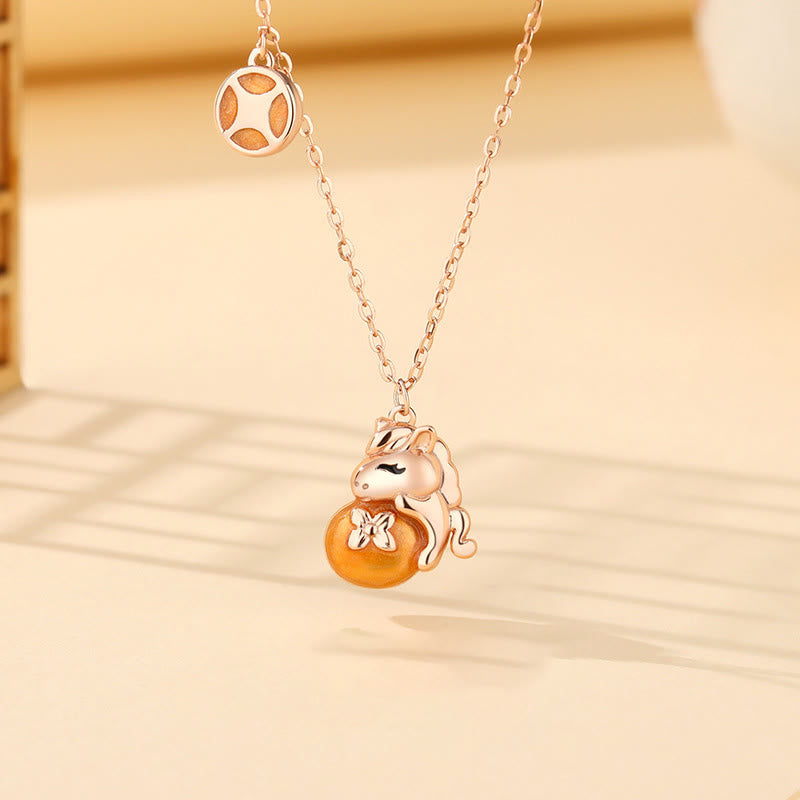 Buddha Stones 925 Sterling Silver Year Of The Horse Coins Design Blessing Necklace Pendant - image 0
