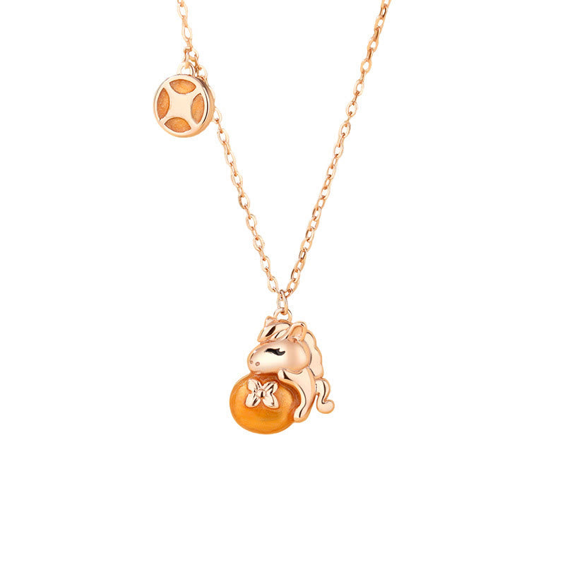 Buddha Stones 925 Sterling Silver Year Of The Horse Coins Design Blessing Necklace Pendant - image 2