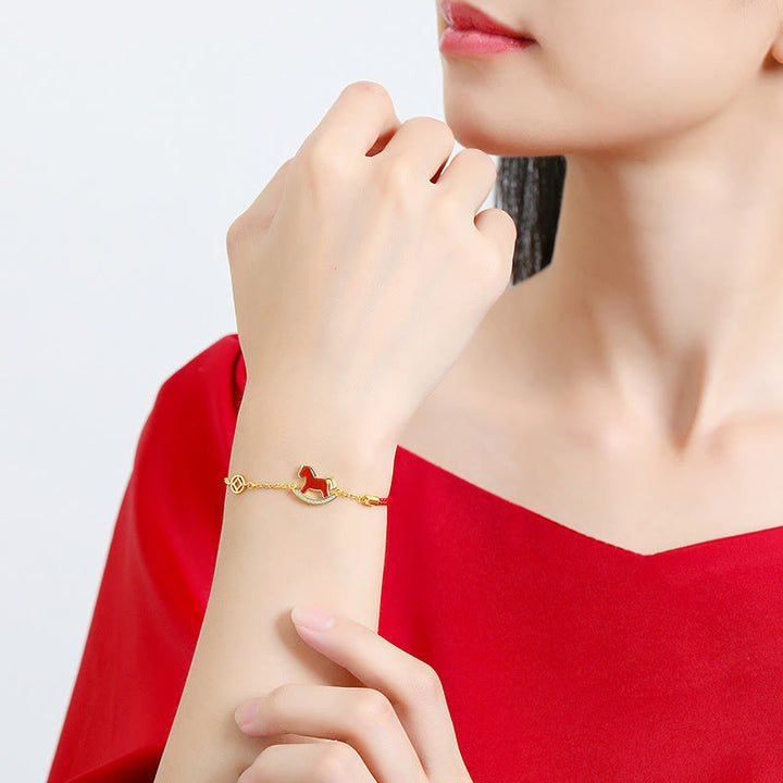 Buddha Stones 925 Sterling Silver Year Of The Horse Charm Red Agate Calm Chain Bracelet - image 11