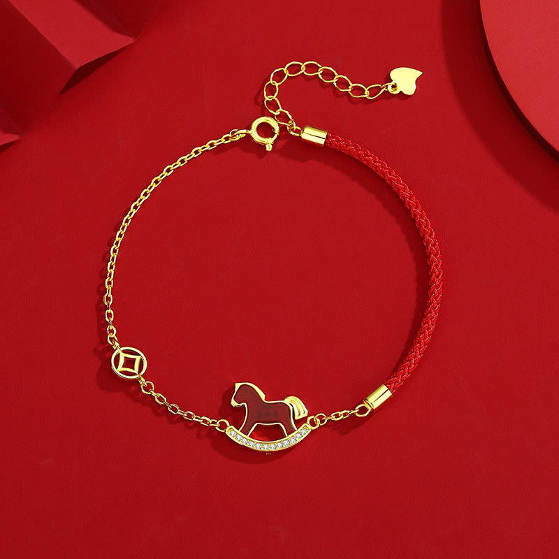 Buddha Stones 925 Sterling Silver Year Of The Horse Charm Red Agate Calm Chain Bracelet - image 8