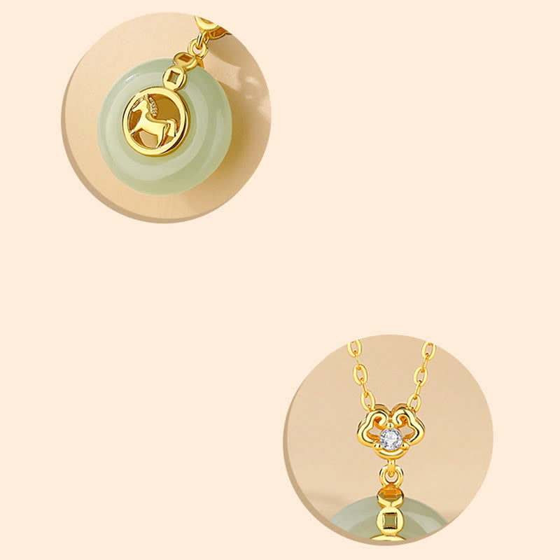 Buddha Stones 925 Sterling Silver Hetian Jade Peace Buckle Year Of The Horse Red String Bracelet - image 13