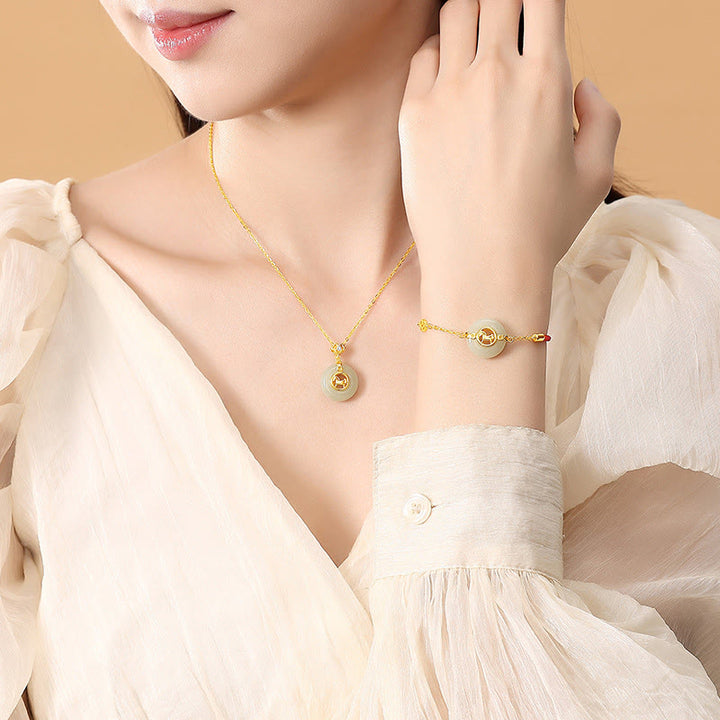 Buddha Stones 925 Sterling Silver Hetian Jade Year Of The Horse Peace Buckle Luck Necklace Pendant - image 17