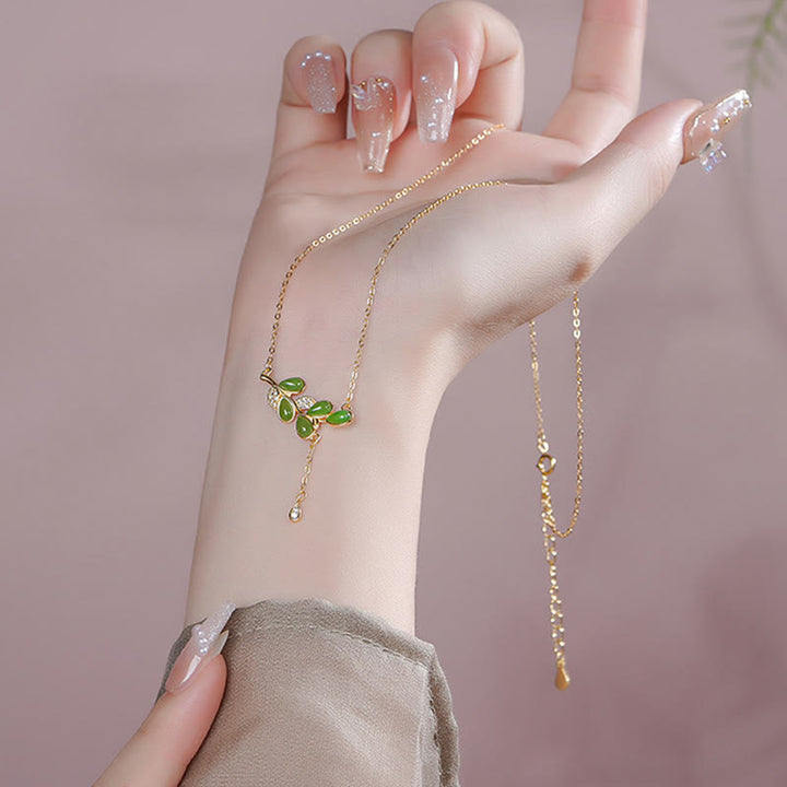 Buddha Stones 925 Sterling Silver Leaves Engraved Green Jasper Protection Bracelet Bangle - image 13