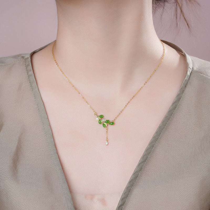Buddha Stones 925 Sterling Silver Leaves Engraved Green Jasper Protection Bracelet Bangle - image 14