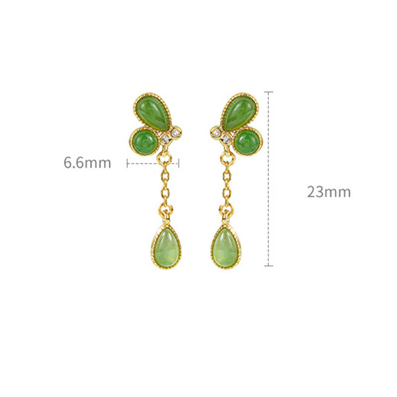 Buddha Stones 925 Sterling Silver Green Jasper Leave Design Balance Earrings - image 4