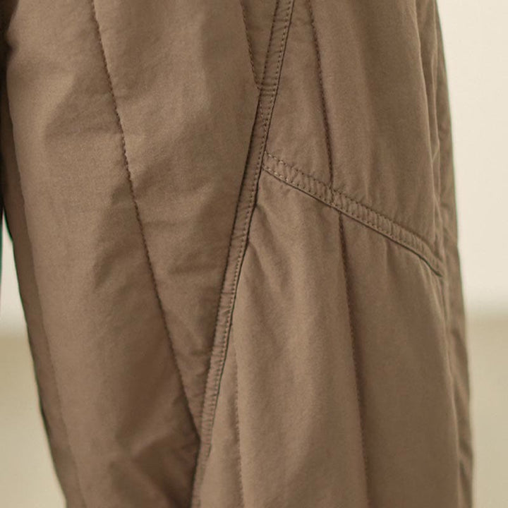 Buddha Stones Winter Plain High Waist Cotton Women's Harem Thermal Elastic Waist Pants With Pockets - image 18