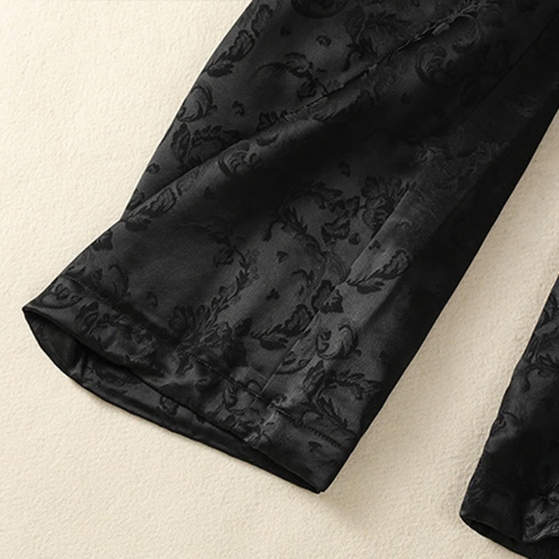 Buddha Stones Jacquard High Waist Design Women's Wide Leg Thermal Thickened Pants With Pockets - image 16