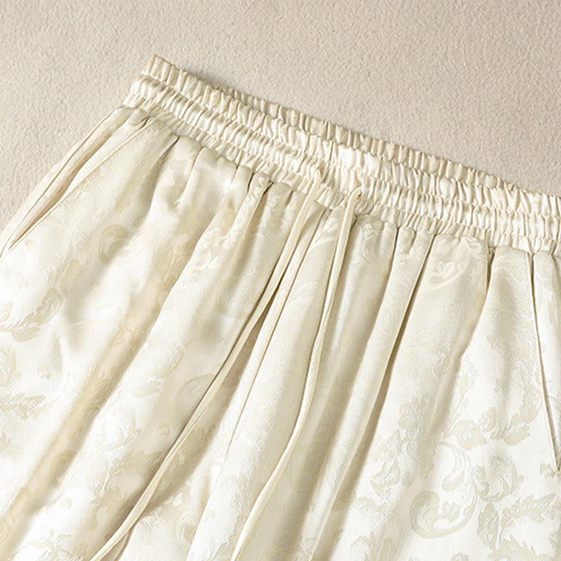 Buddha Stones Jacquard High Waist Design Women's Wide Leg Thermal Thickened Pants With Pockets - image 2