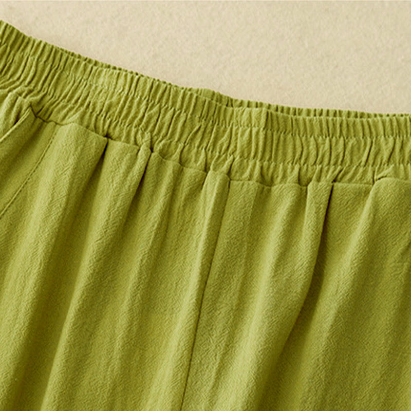 Buddha Stones Fall Solid Color Patchwork Simple Design Women's Wide Leg Pants With Pockets - image 8