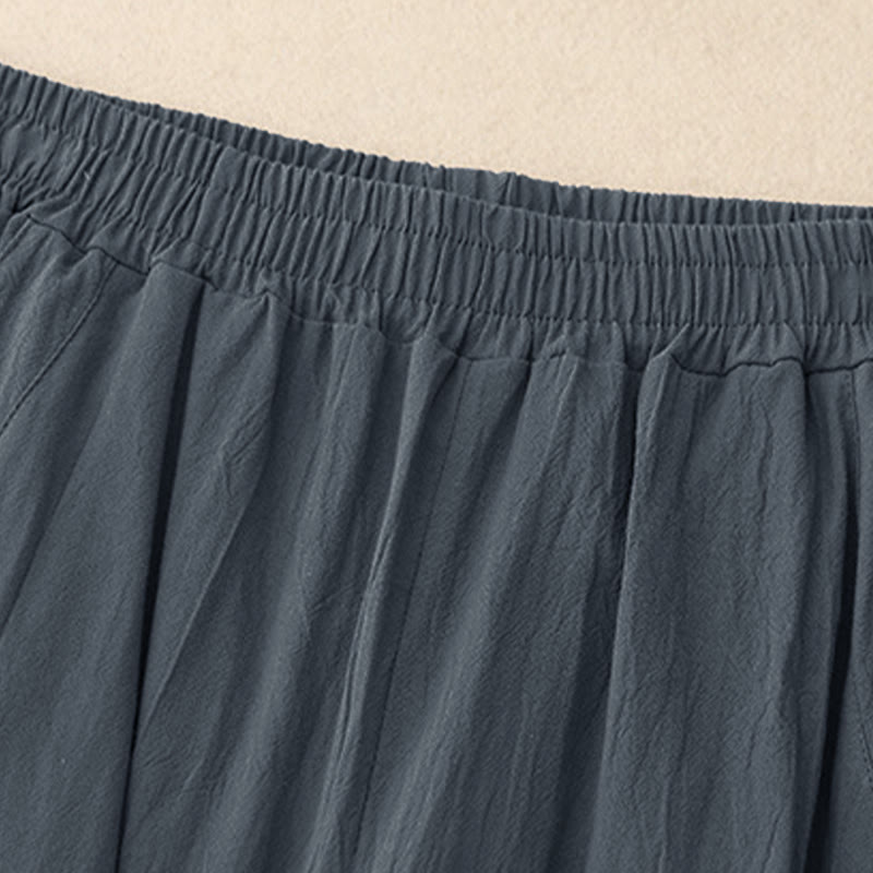 Buddha Stones Fall Solid Color Patchwork Simple Design Women's Wide Leg Pants With Pockets - image 11