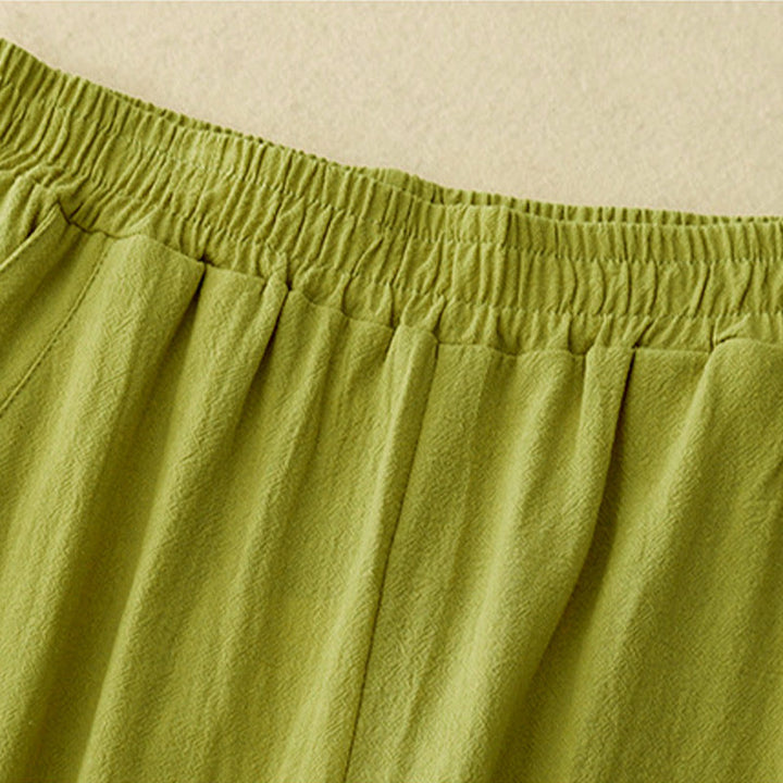 Buddha Stones Fall Solid Color Patchwork Simple Design Women's Wide Leg Pants With Pockets - image 8