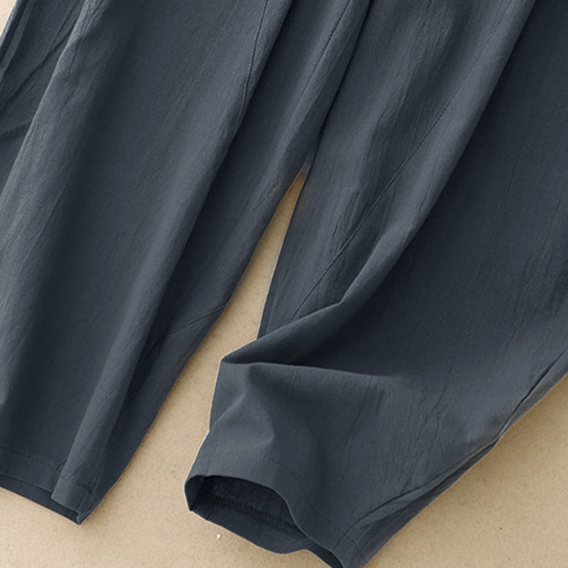 Buddha Stones Fall Solid Color Patchwork Simple Design Women's Wide Leg Pants With Pockets - image 12