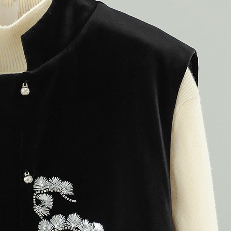 Buddha Stones White Flower Embroidery Pattern Women's Sleeveless Vest Waistcoat - image 3