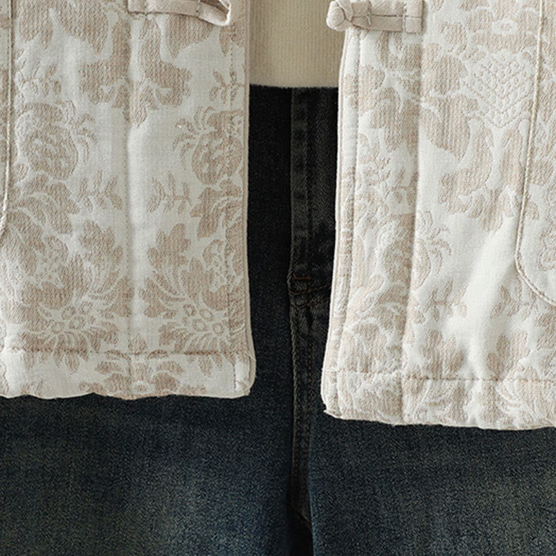 Buddha Stones Women's Peony Flowers Frog-Button Design Long Sleeve Thermal Jacket With Pockets - image 19