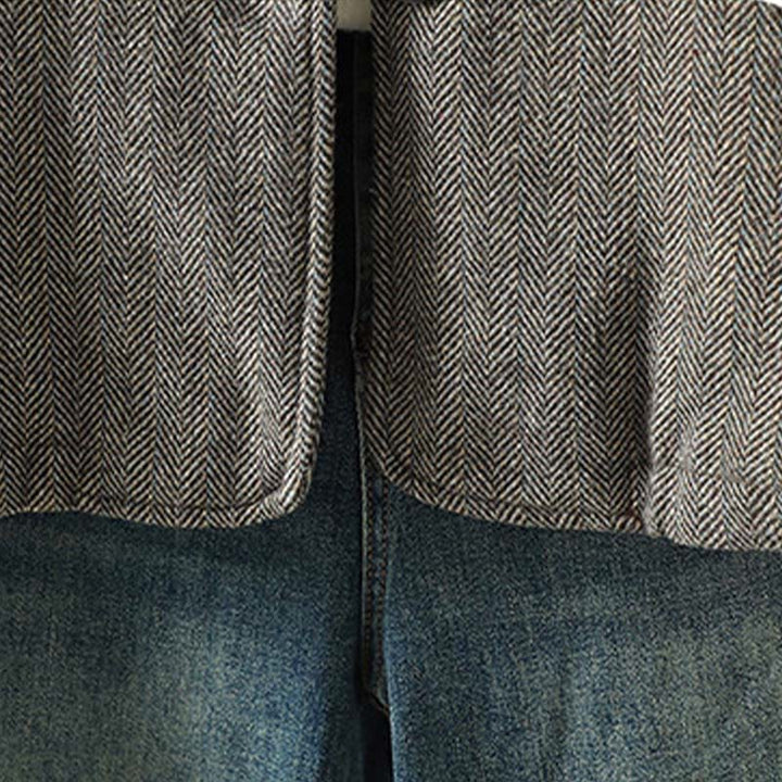 Buddha Stones Women's Brown Buttons Design Long Sleeve Thermal Jacket With Pockets - image 9