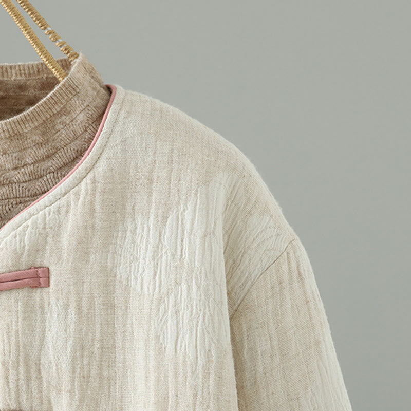 Buddha Stones Women's Beige Frog-Button Long Sleeve Thermal Jacket With Pockets - image 3