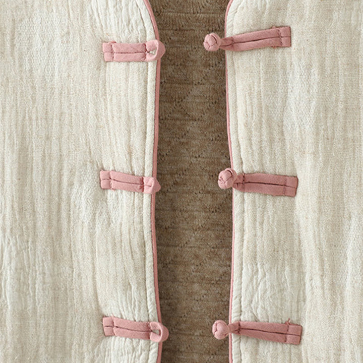 Buddha Stones Women's Beige Frog-Button Long Sleeve Thermal Jacket With Pockets - image 8