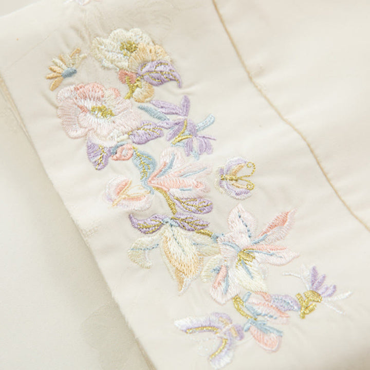 Buddha Stones Fall Flower Embroidery Frog-Button Design Long Sleeve Women's Jacket - image 11