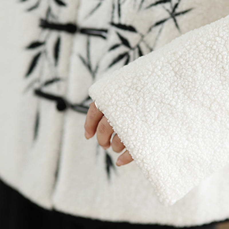 Buddha Stones White Willow Leaves Frog-Button Long Sleeve Thermal Women's Jacket - image 9