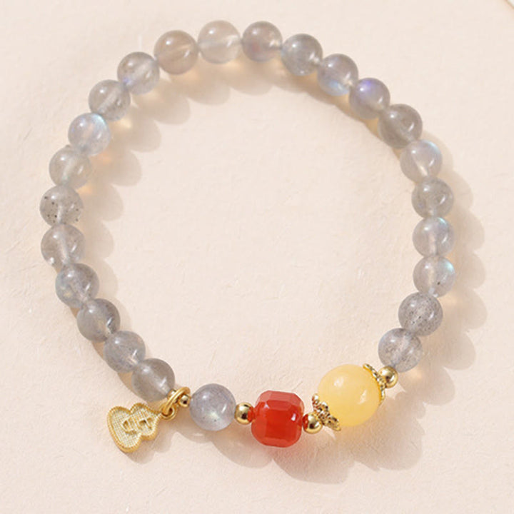 Buddha Stones Natural Moonstone Lotus Love Charming Bracelet - image 11
