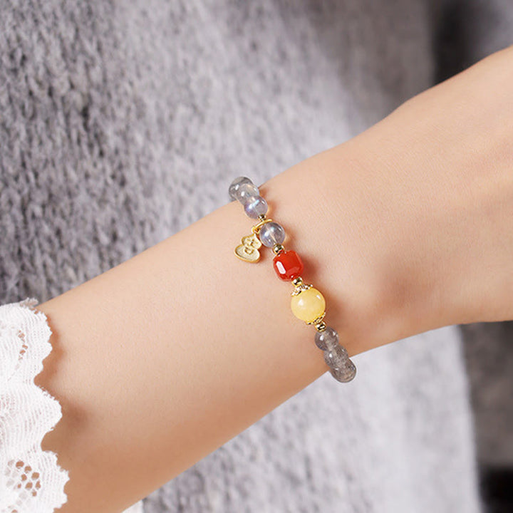 Buddha Stones Natural Moonstone Lotus Love Charming Bracelet - image 13