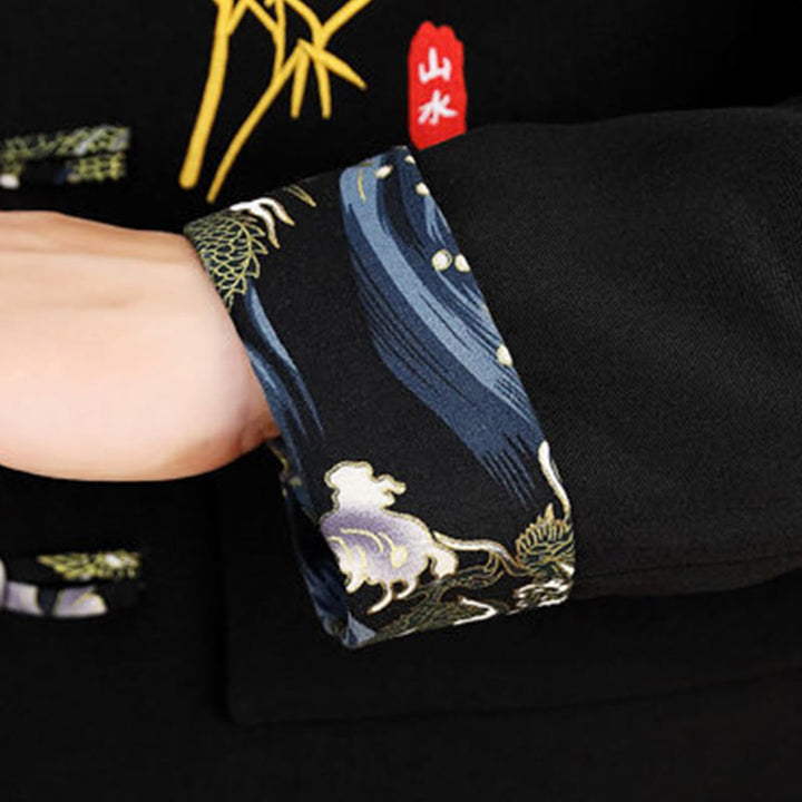 Buddha Stones 2Pcs Tang Suit Bamboo Frog-Button Men's Long Sleeve Shirt Pants Clothing Set - image 8