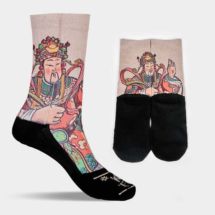 Buddha Stones Casual God Of Wealth Ruyi Handle Micro Crew Men Women Unisex Socks - image 14