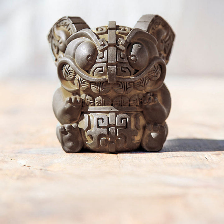 Buddha Stones Handmade Gold Swallowing Beast Iron Powder Rust Cast Resin Statue Home Decoration - Large 10.5*7.5*7.3cm - image 3