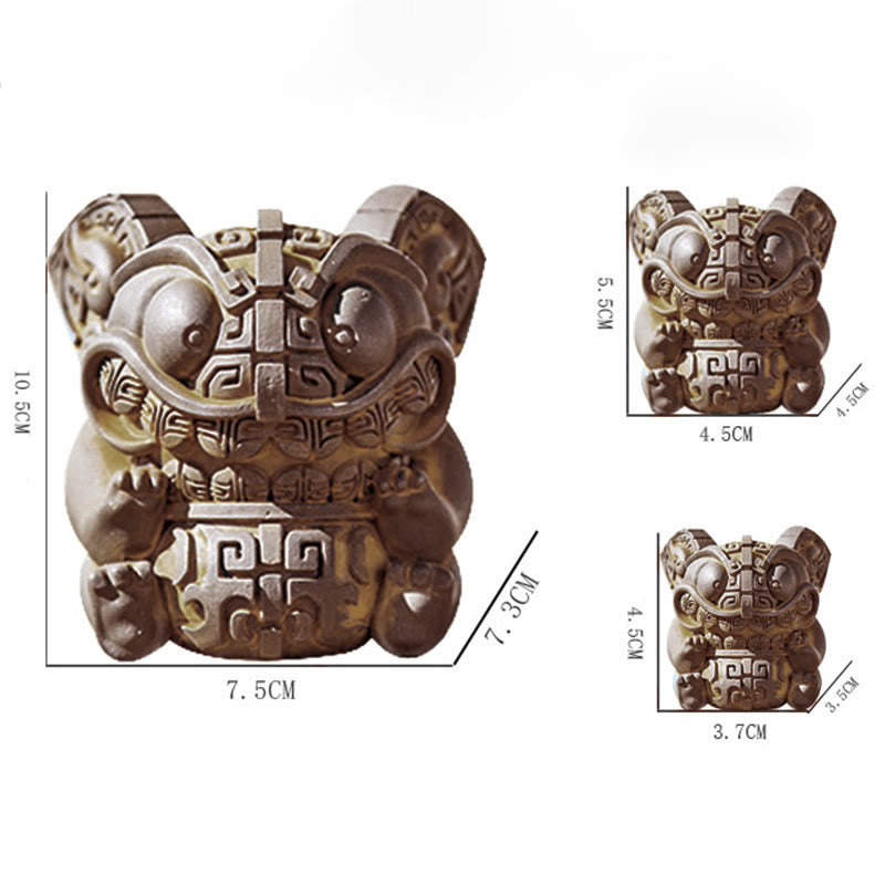 Buddha Stones Handmade Gold Swallowing Beast Iron Powder Rust Cast Resin Statue Home Decoration - image 16